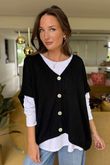 Made in Italy Hush Button Knit Waistcoat Black